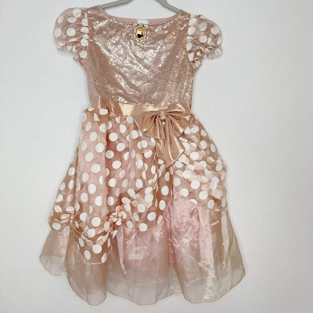 Disney Girls Minnie Mouse Rose Gold Costume Size 7/8 Dress Only *No Ears* WDW - Picture 3 of 4